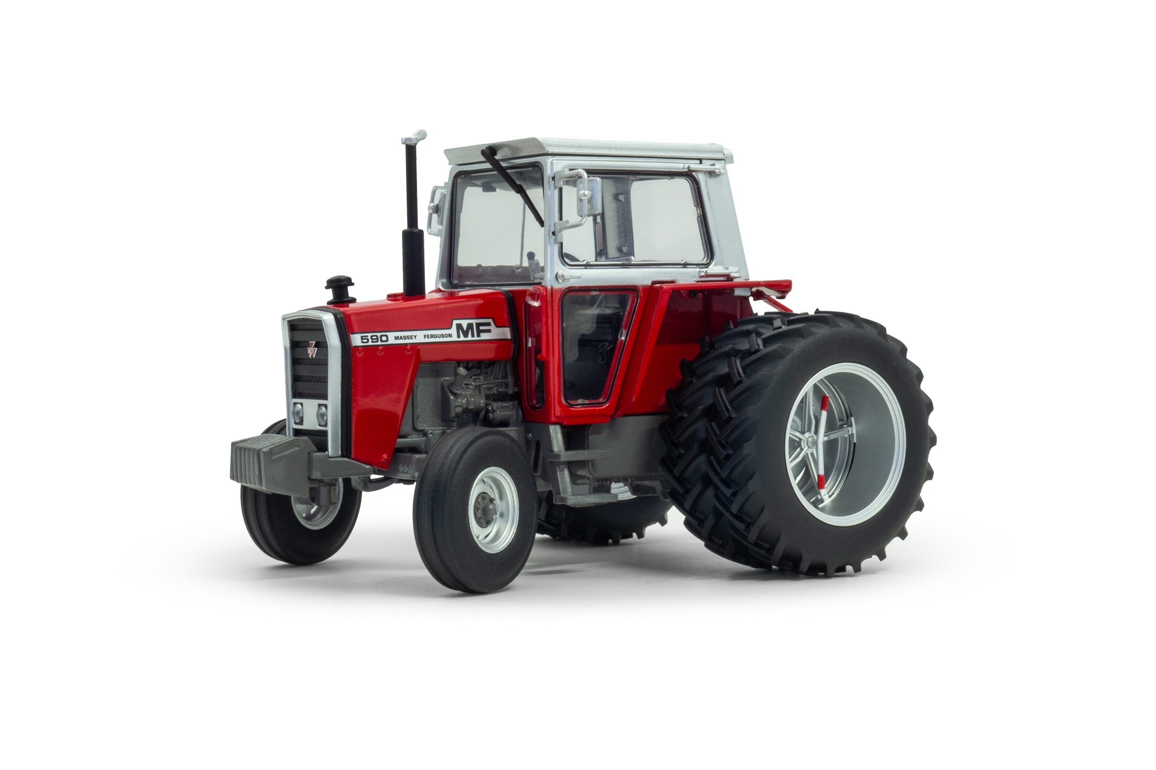 Massey Ferguson 590 2wd (Rood/Zilvere cabine) + Molcon Dubbellucht Limited Edition - 1:32